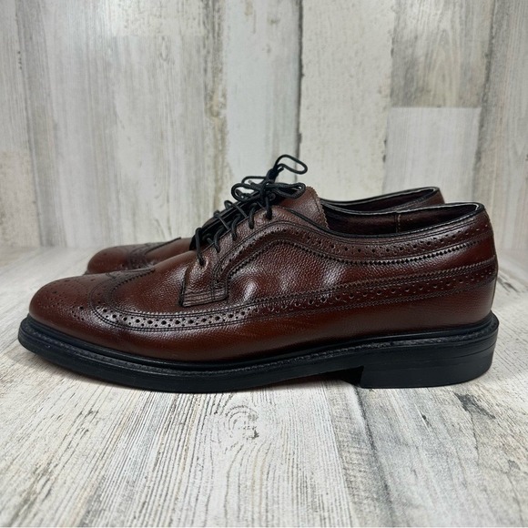 Morgan Quinn 1521 Washington Wing-tip Made in USA Brown Leather Oxford Men's 10C - Picture 1 of 12
